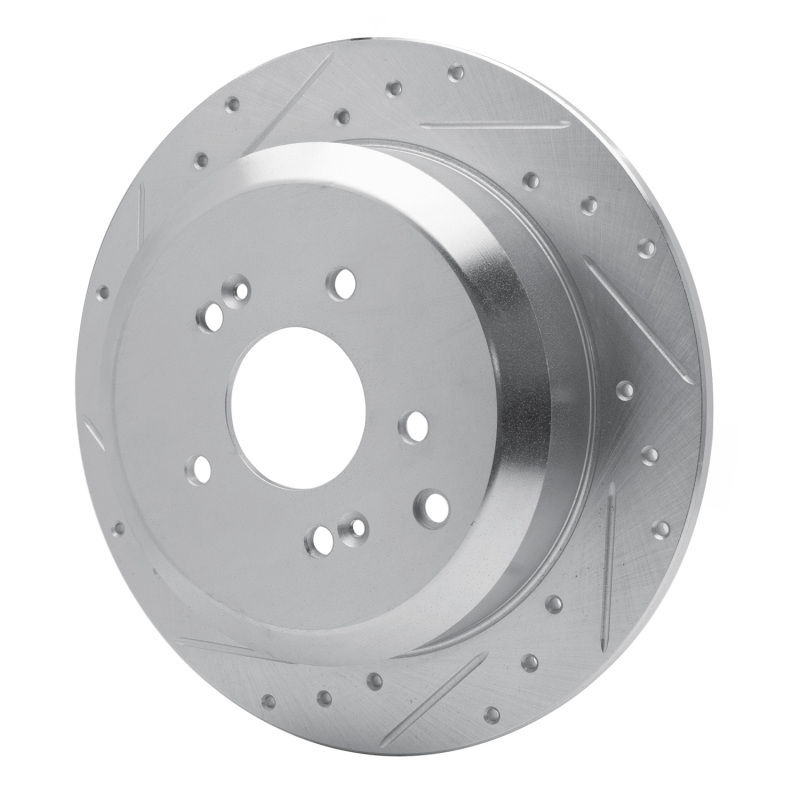Hyundai Veracruz Brake Rotor (1) - Rear Left - R1 Concepts - Drilled & Slotted - Silver - `07-`12